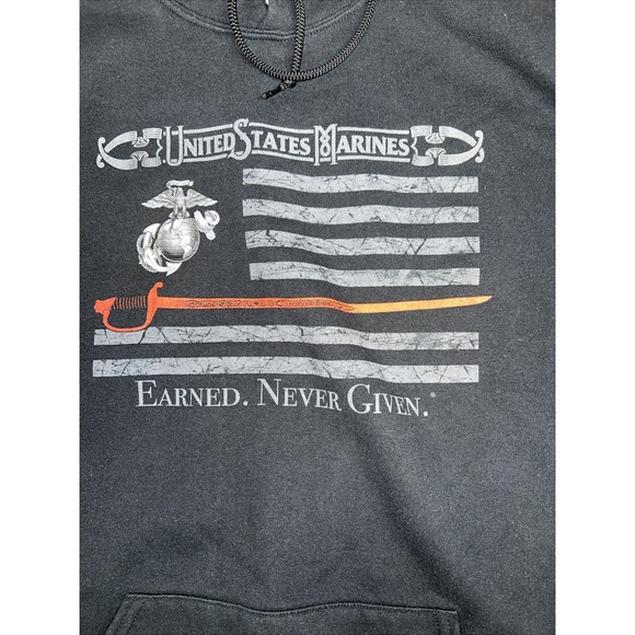 Men's XL‎ Jerzees US Marines Front And Back Black Hoodie - Picture 2 of 7